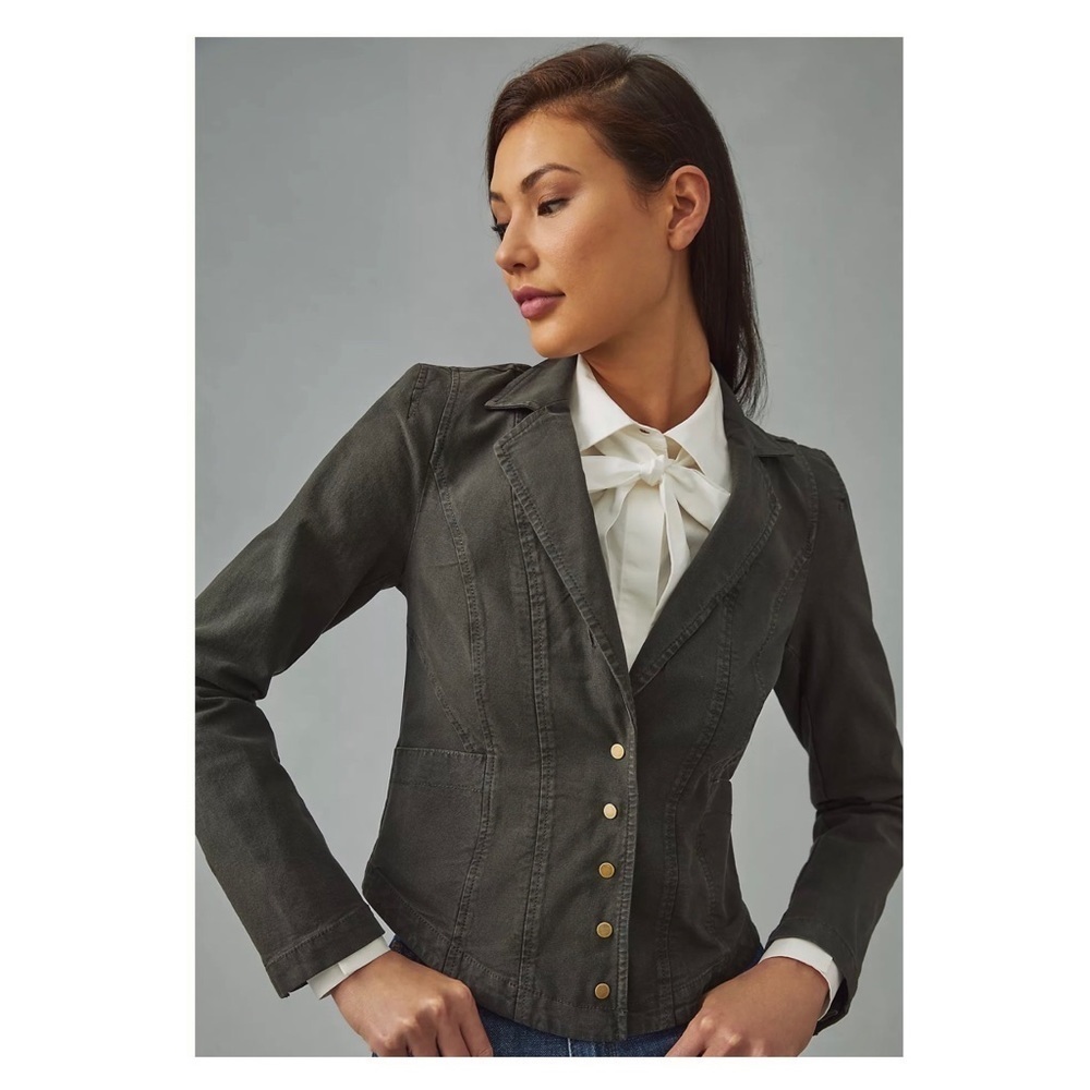 Anthropologie Black Structured Button Blazer Jack… - image 9